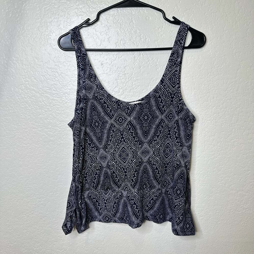 H&M Conscious Blue and White Patterned Tank Top Size M